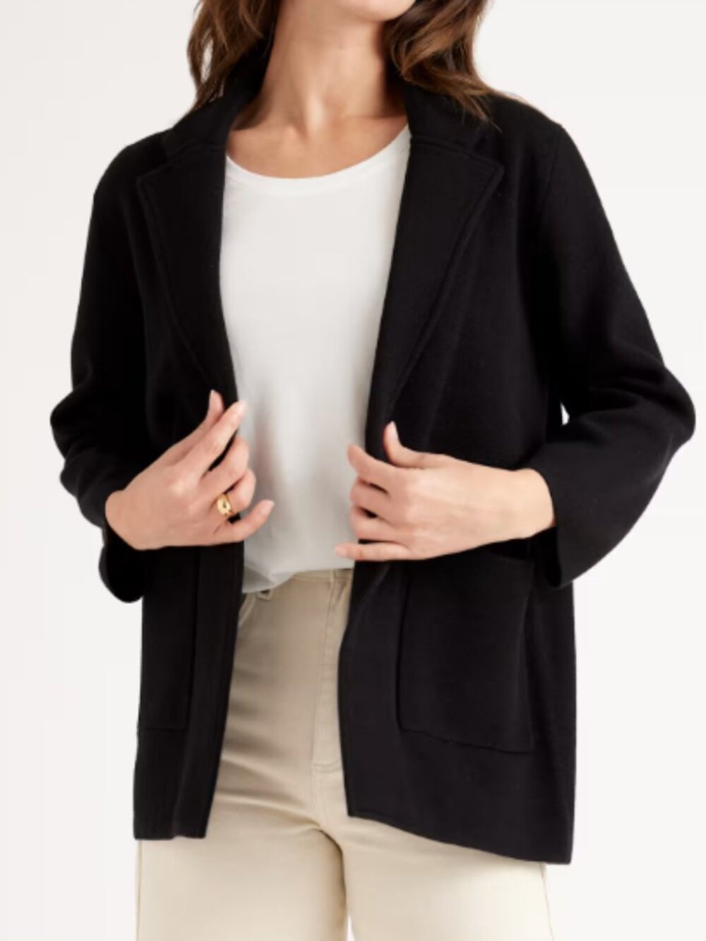 Quince 100% Organic Cotton Knit Blazer Black Size Small